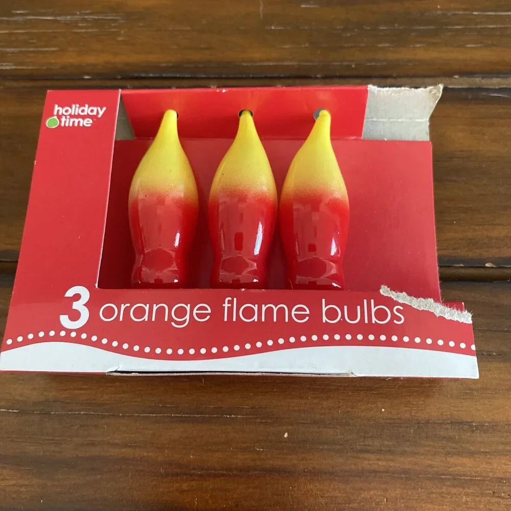 3 Replacement Orange Flame Bulbs Lamp Halloween Christmas Candelabra 120V 7W New